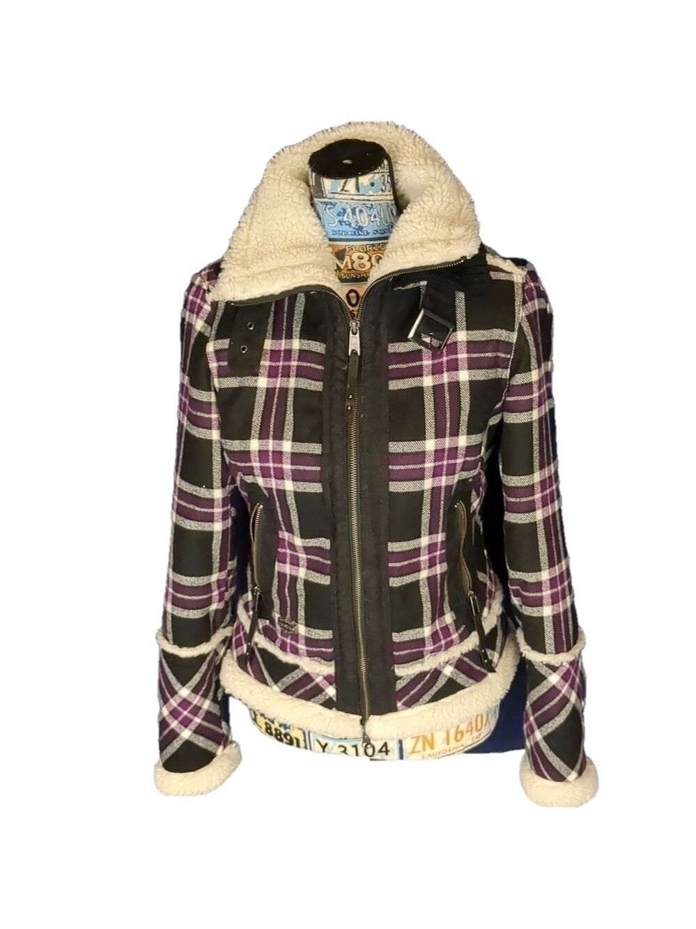 Harley Davidson purple plaid coat size small